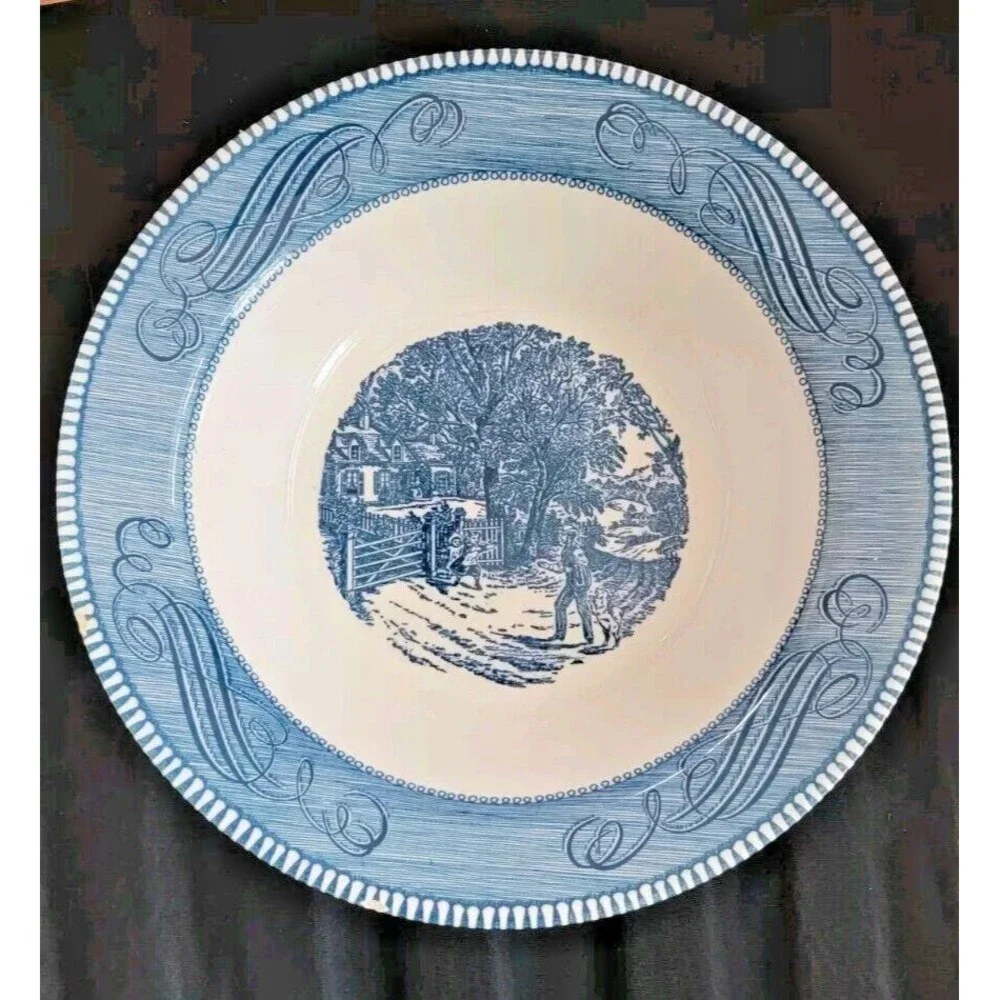 Royal China 10” Currier Ives Vegetable Serving Bowl Home Sweet Home